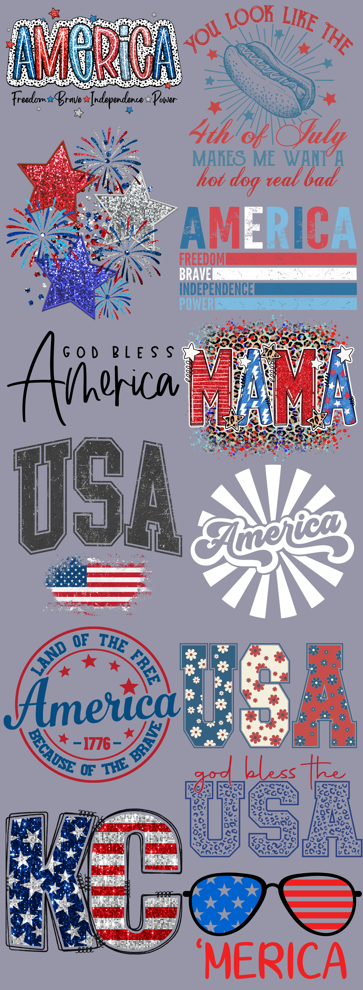 4th of July 60 inch premade gangsheet