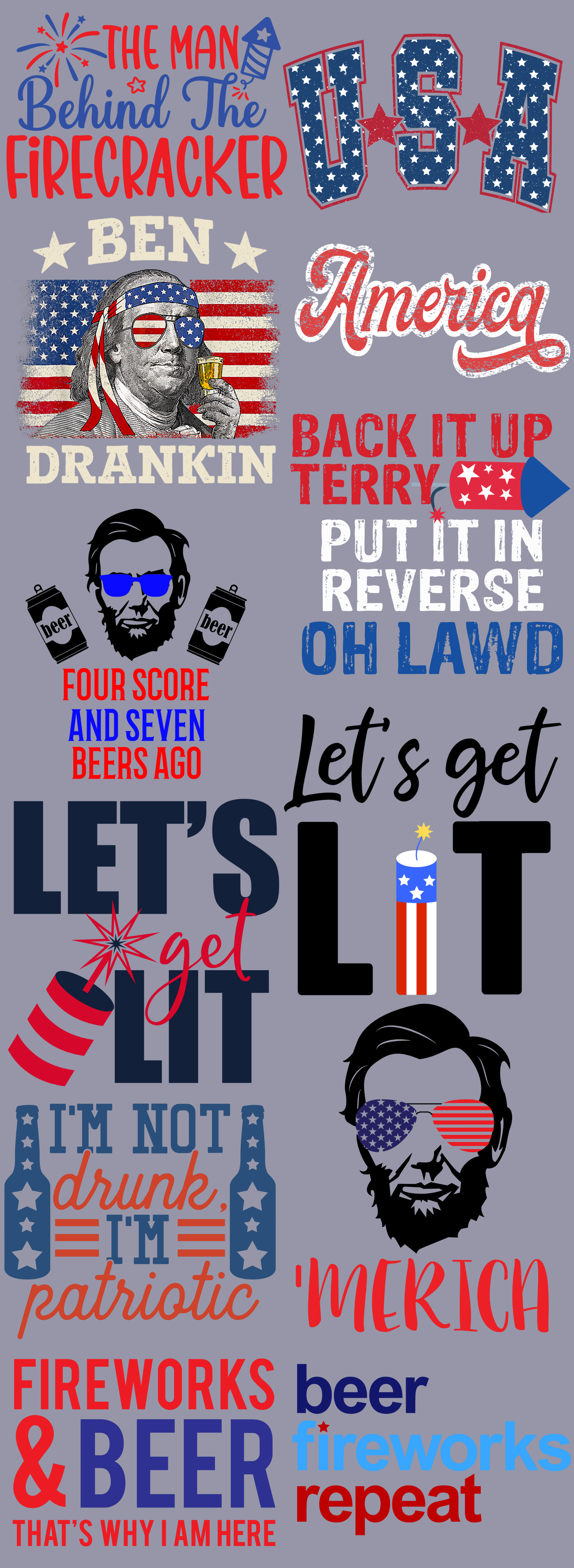 4th of July 60 inch premade gangsheet