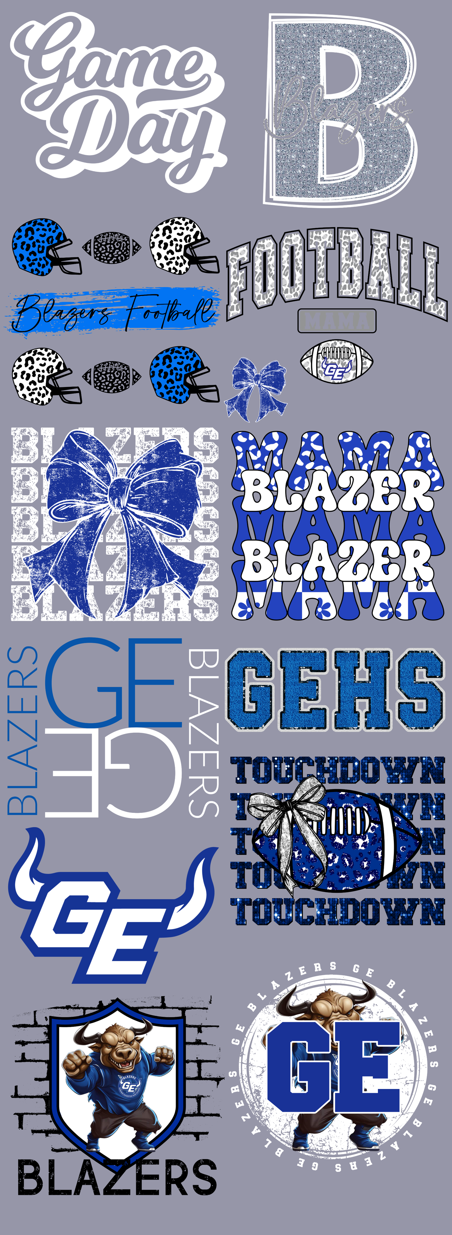 Blazers Gameday 60 inch premade gangsheet
