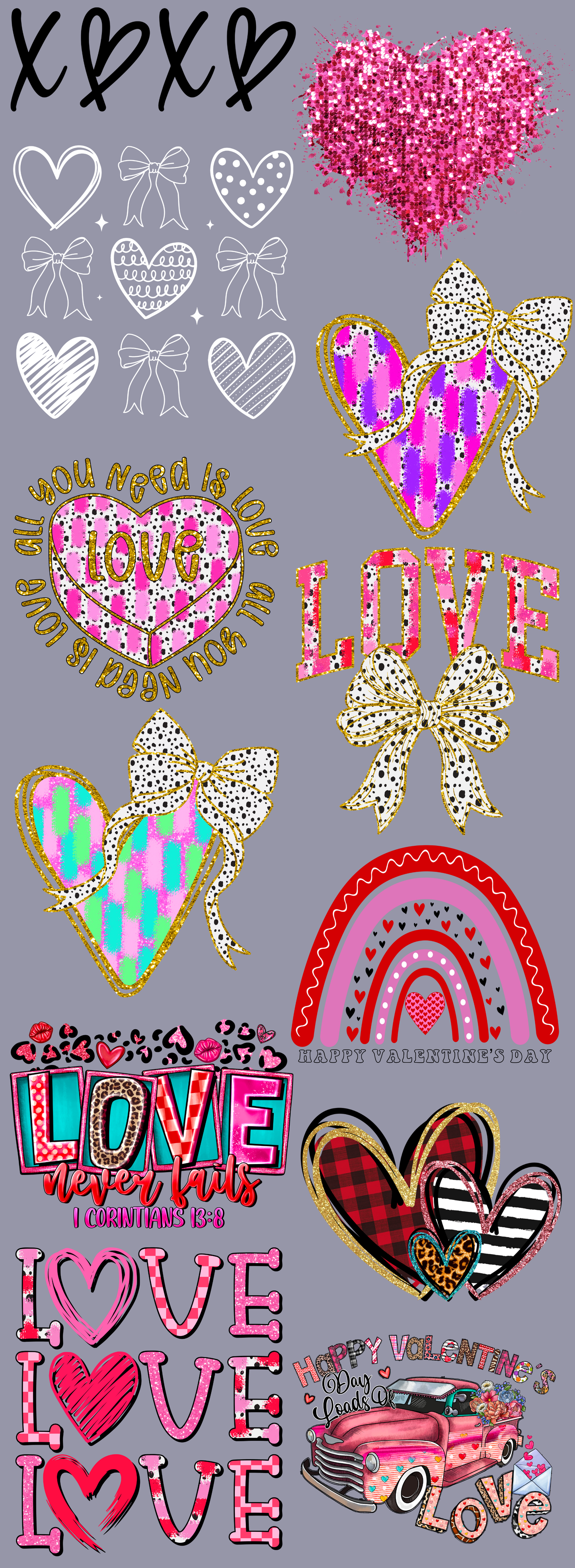 Valentine's Day 60 inch premade gangsheet