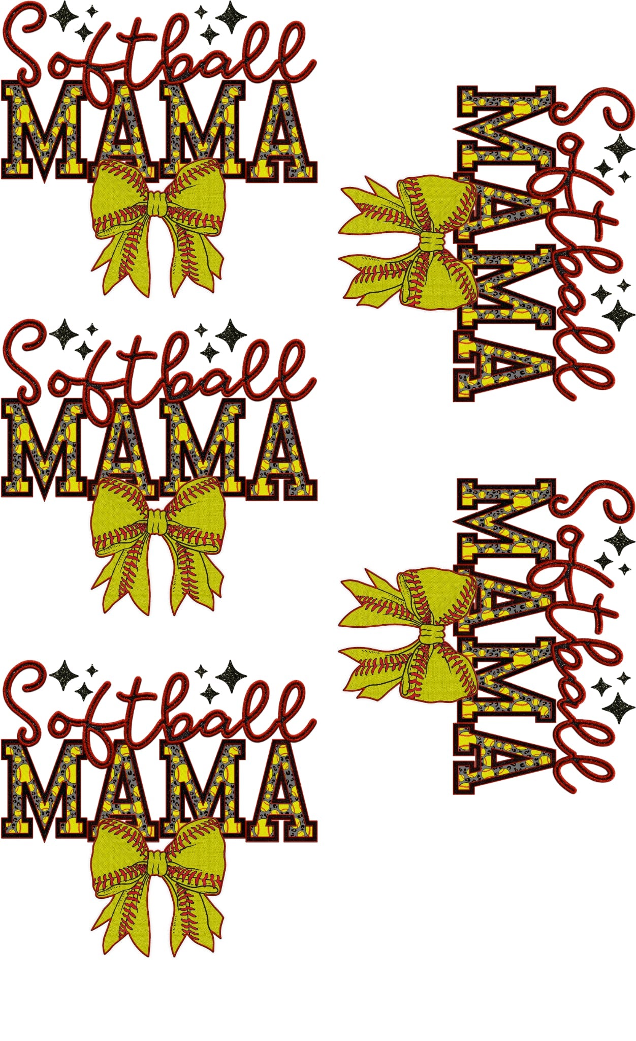 Softball Mama 36 inch gang sheet