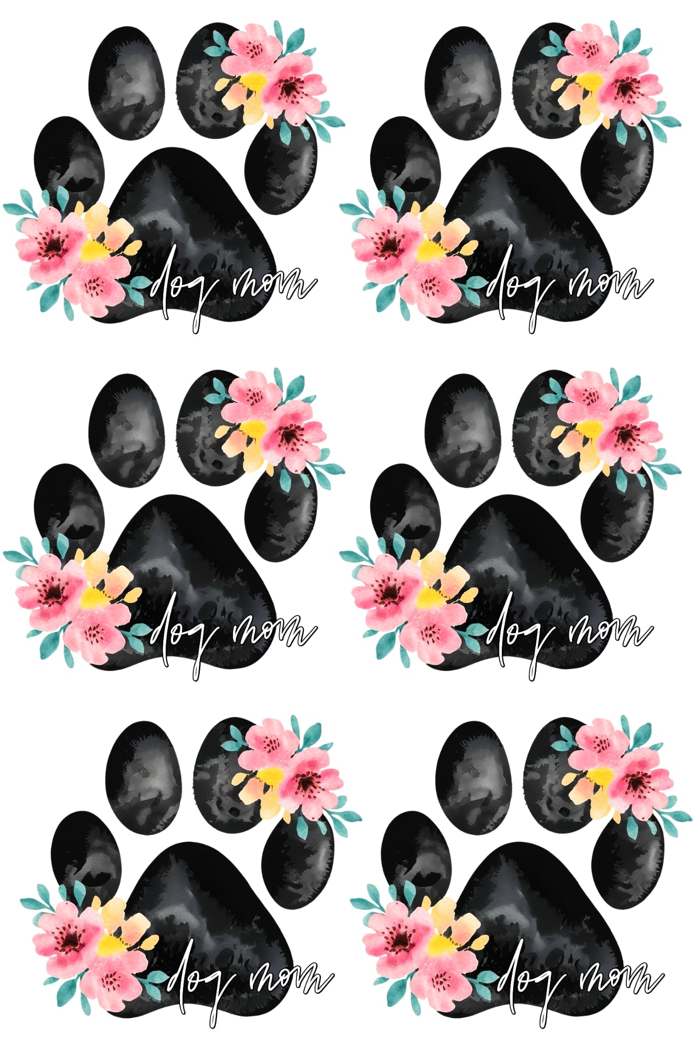 Floral paws 36 inch gang sheet