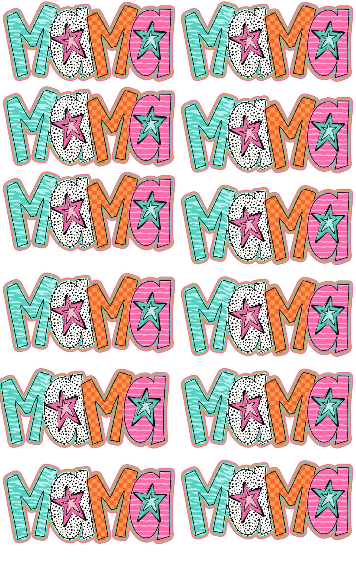 mama star 36 inch gang sheet