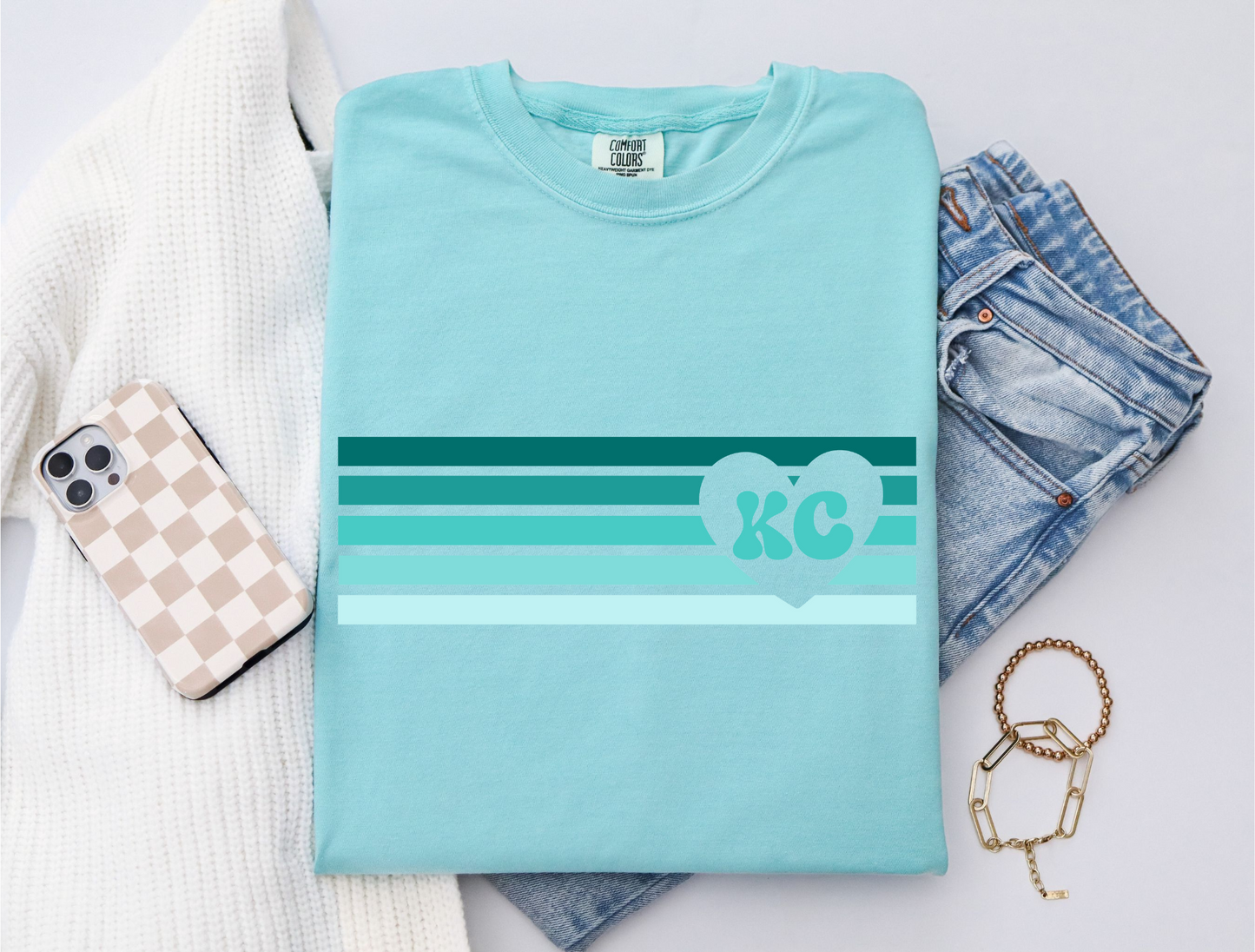 Kansas City Heart Stripes Teals