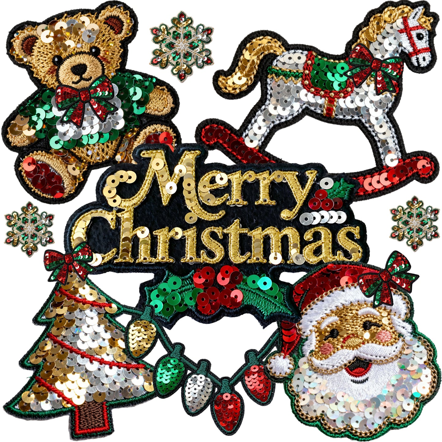 vintage merry christmas collage sequins