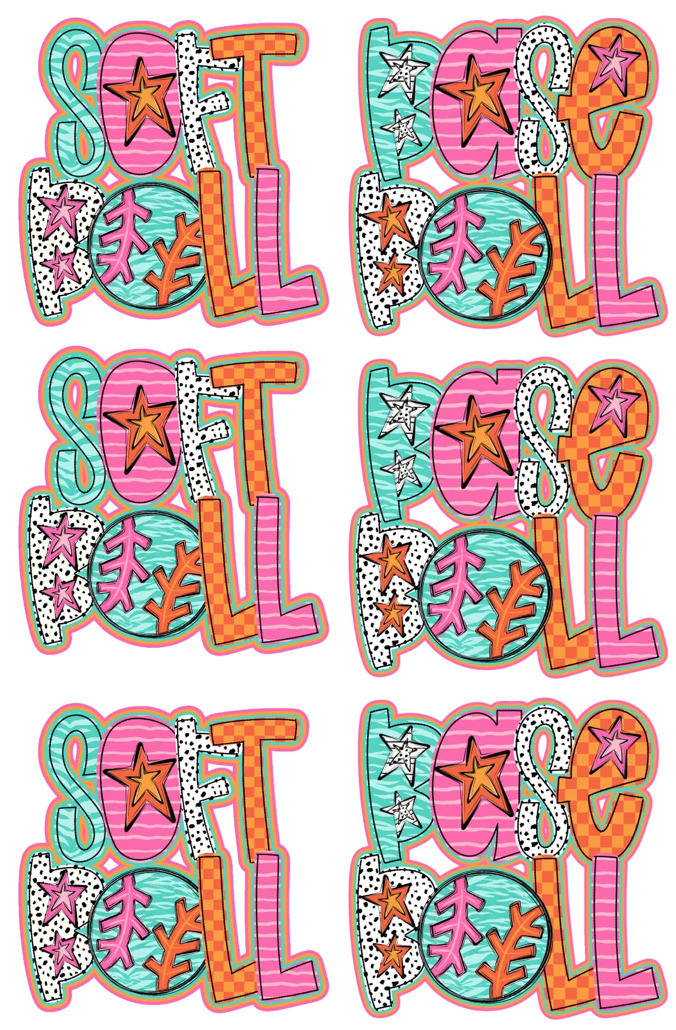 Softball/ Baseball stars 36 inch gang sheet