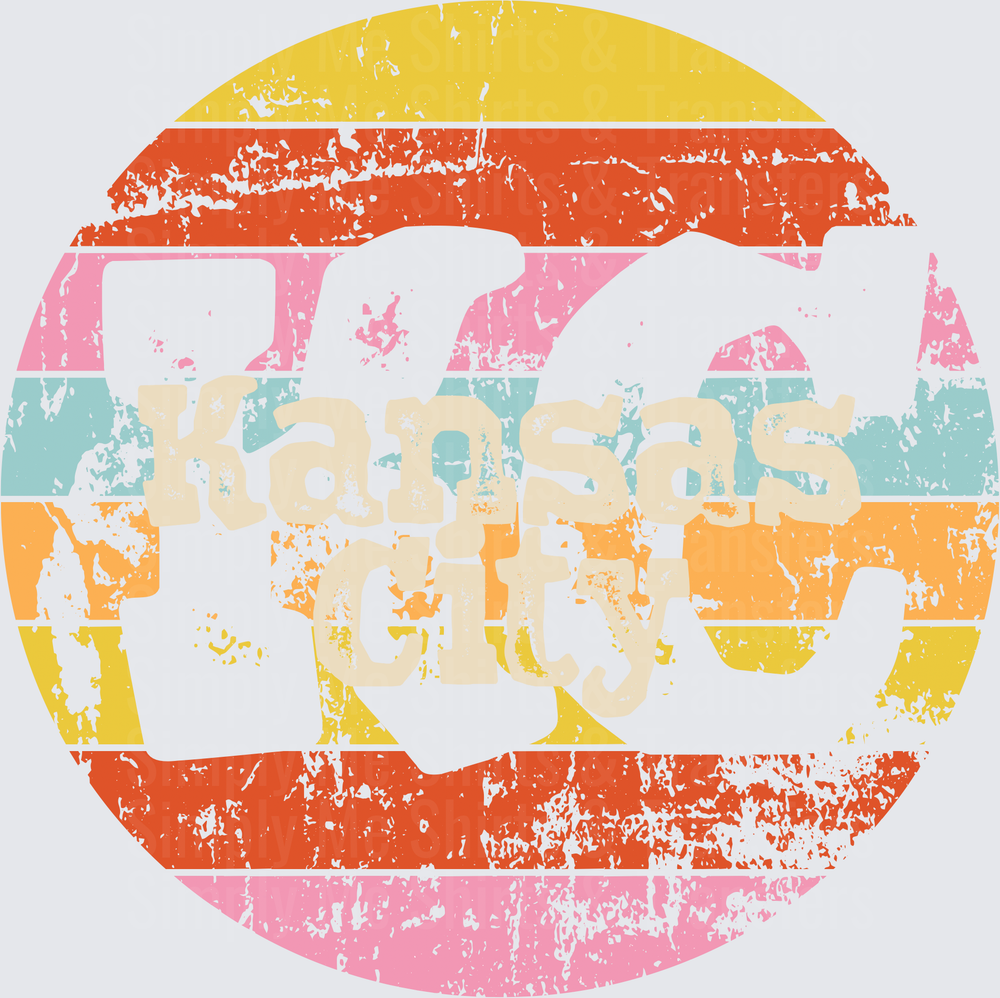 Retro Kansas City Vintage Distressed Rainbow Stripes Circle
