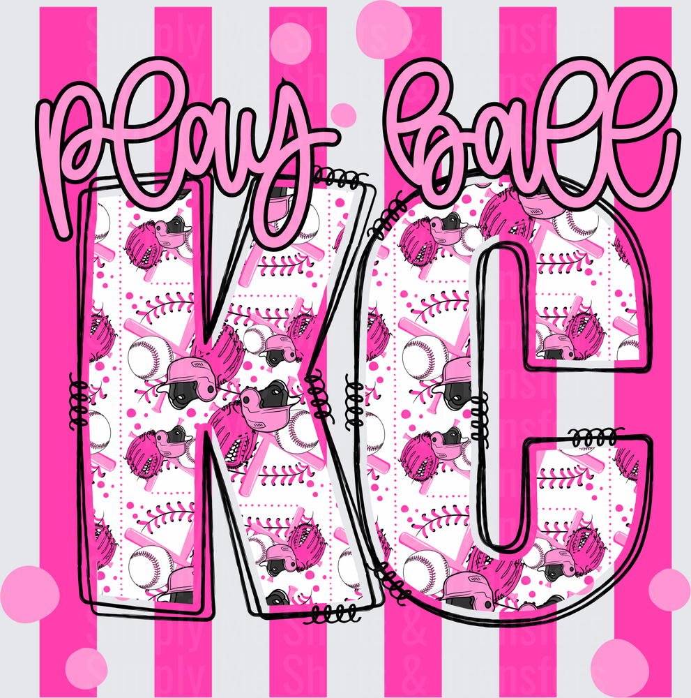 Play Ball MOM Pink Baseball Theme with Helmets and Gloves