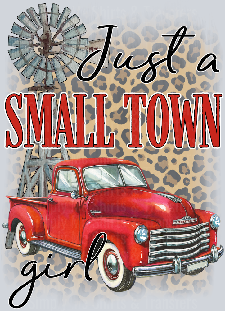small town girl red truck- windmill