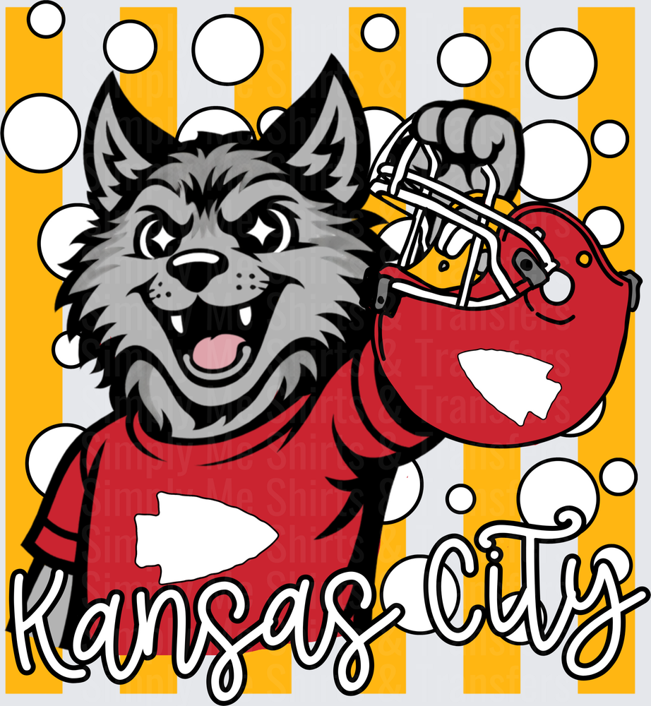 Kansas City Chiefs Wolf Mascot with Championship Trophy