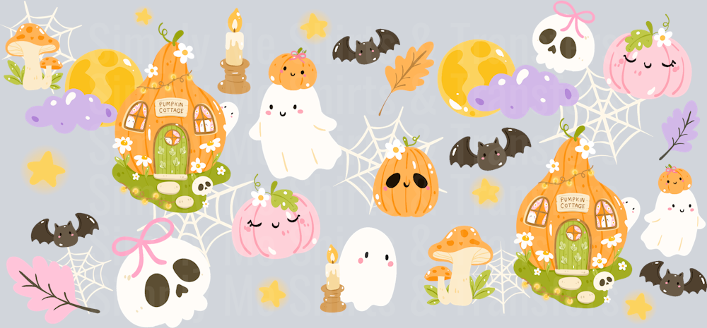 Pumpkin cottage 16oz glass can wrap