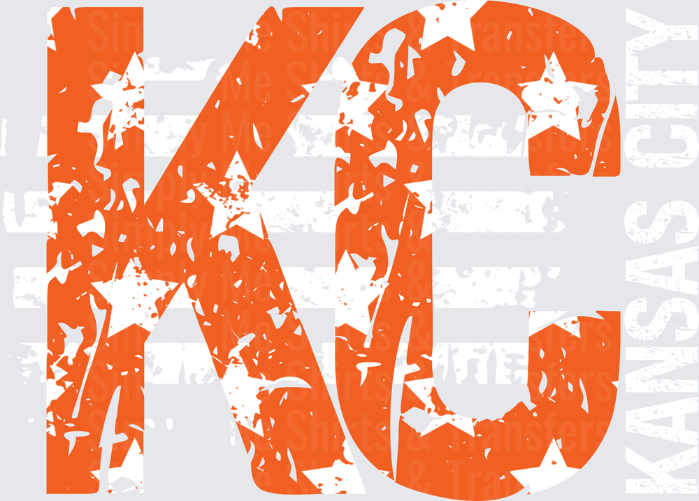 Distressed Orange KC Letters with Grunge Texture