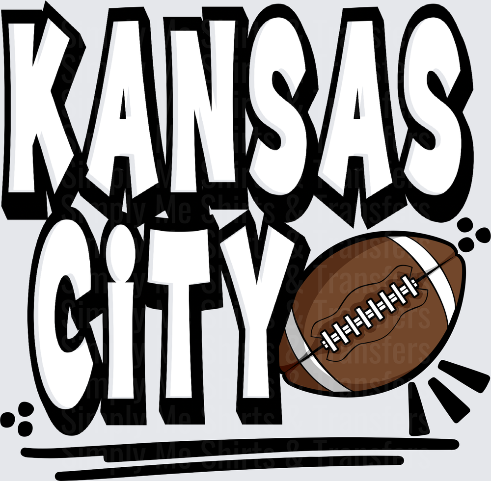 Kansas City Football Typography Design with Football Graphic