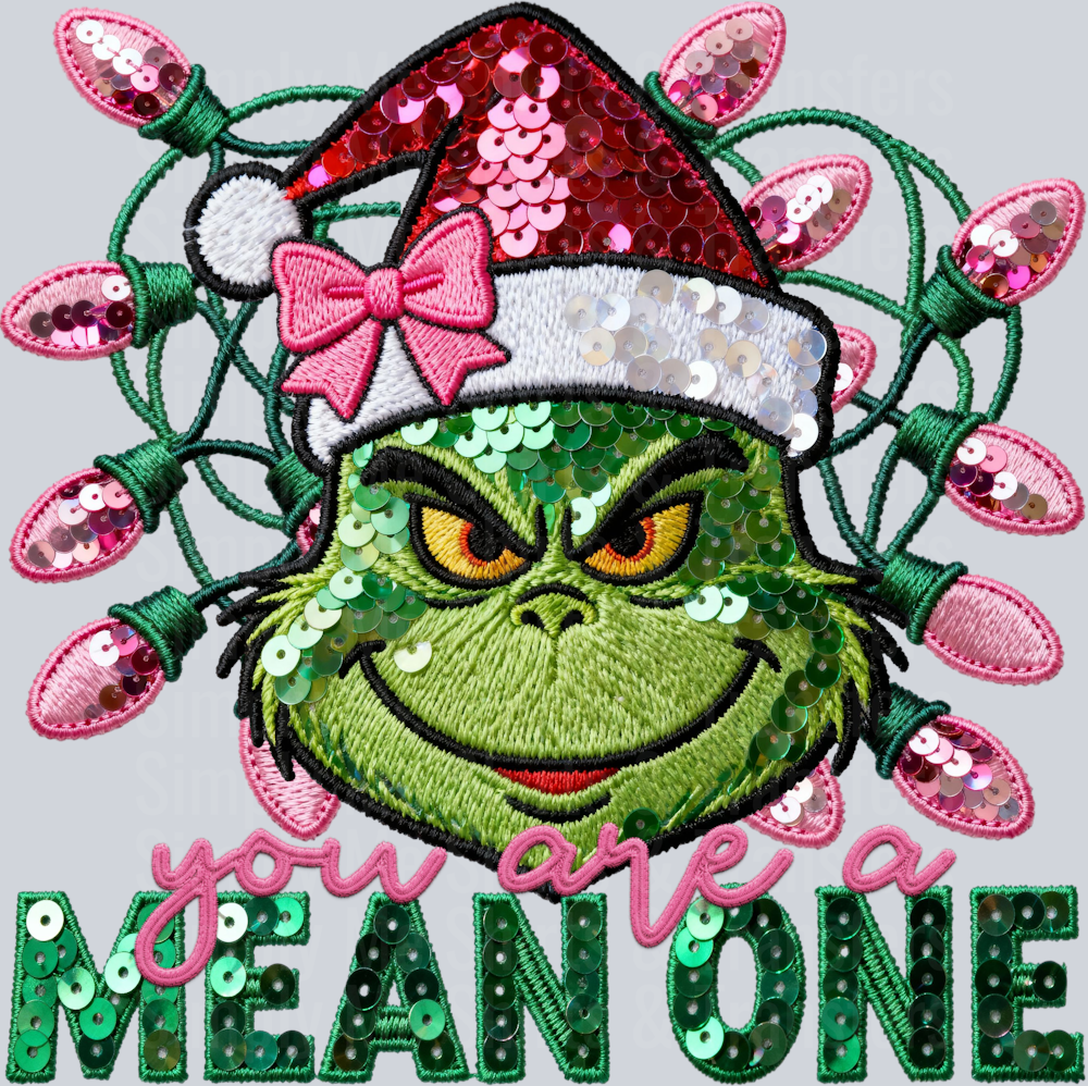 you are a mean one faux sequin