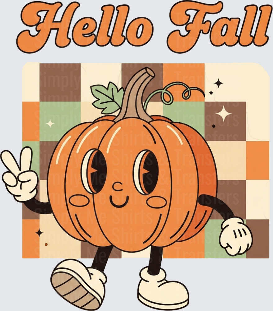 Checkered Pumpkin Hello Fall