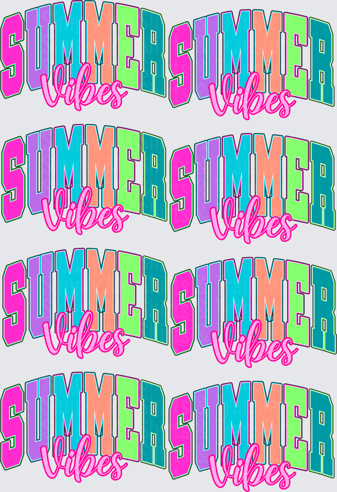 Summer Vibes Colorful Rainbow Text Design