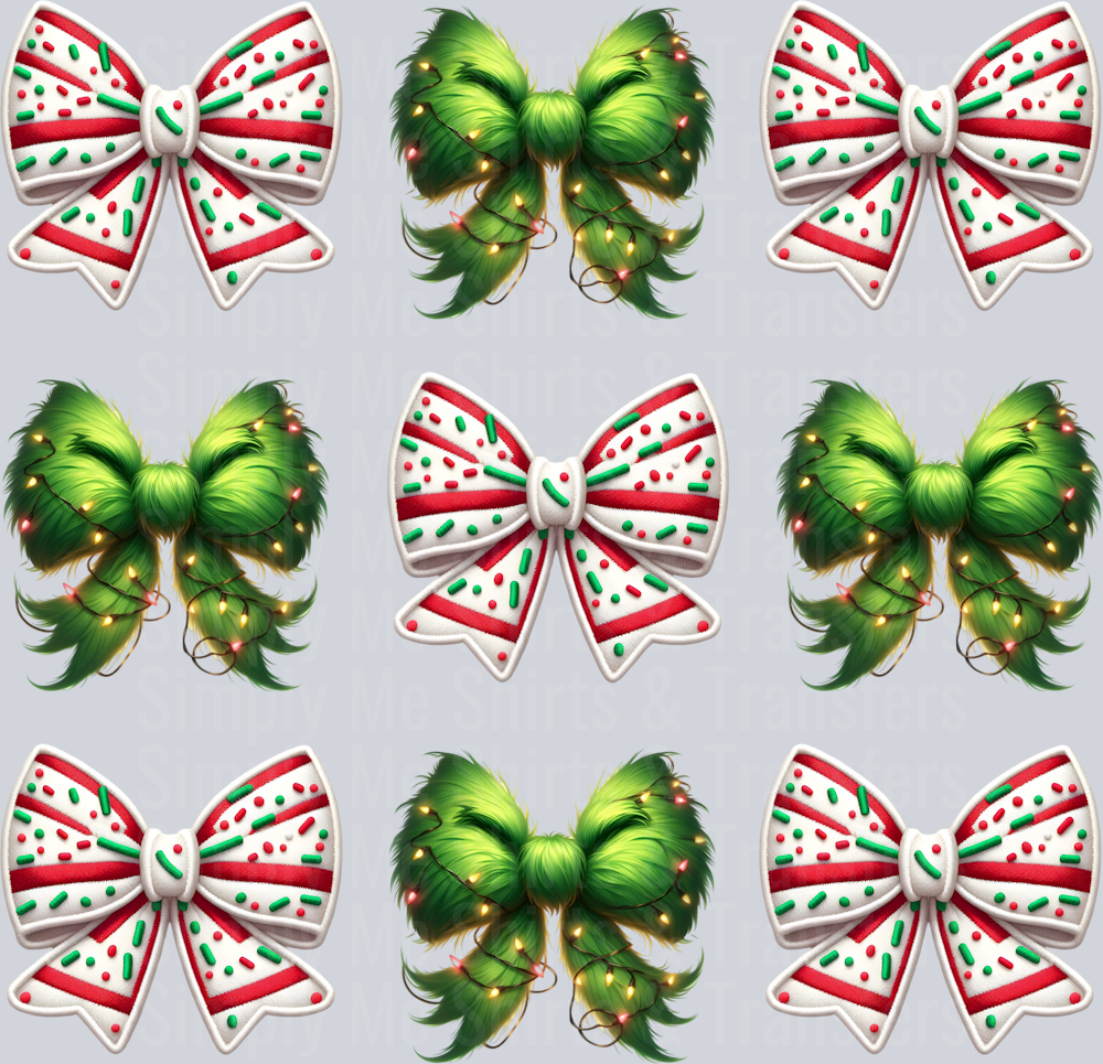 CHRISTMAS TREE AND FURRY GREEN BOW