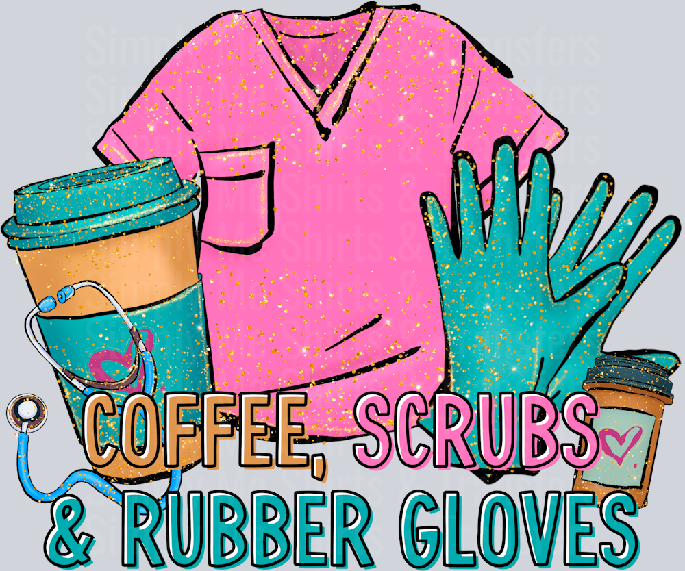 Coffee scrubs and rubber gloves