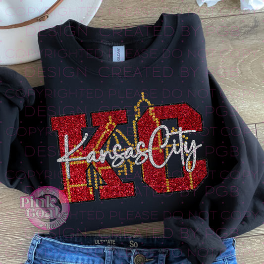 KC Football Initials Glitter