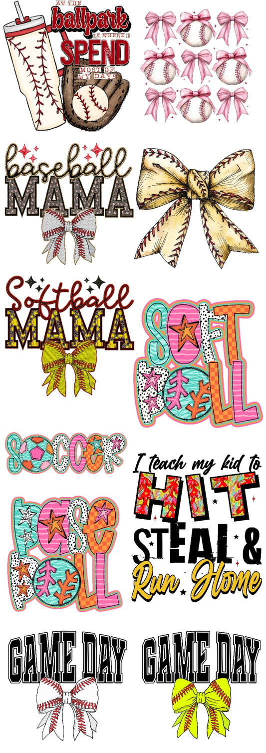 Baseball/Softball 60 inch premade gangsheet