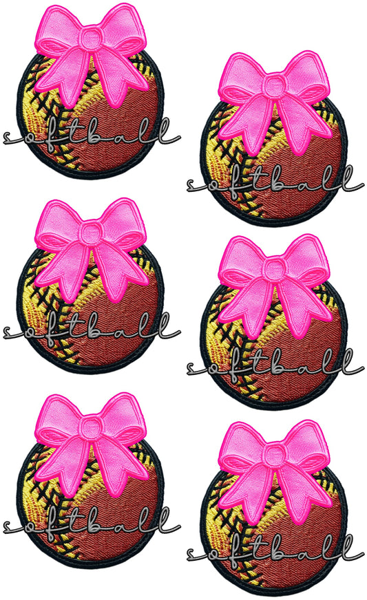 Softball with a pink coquette bow 36 inch gang sheet