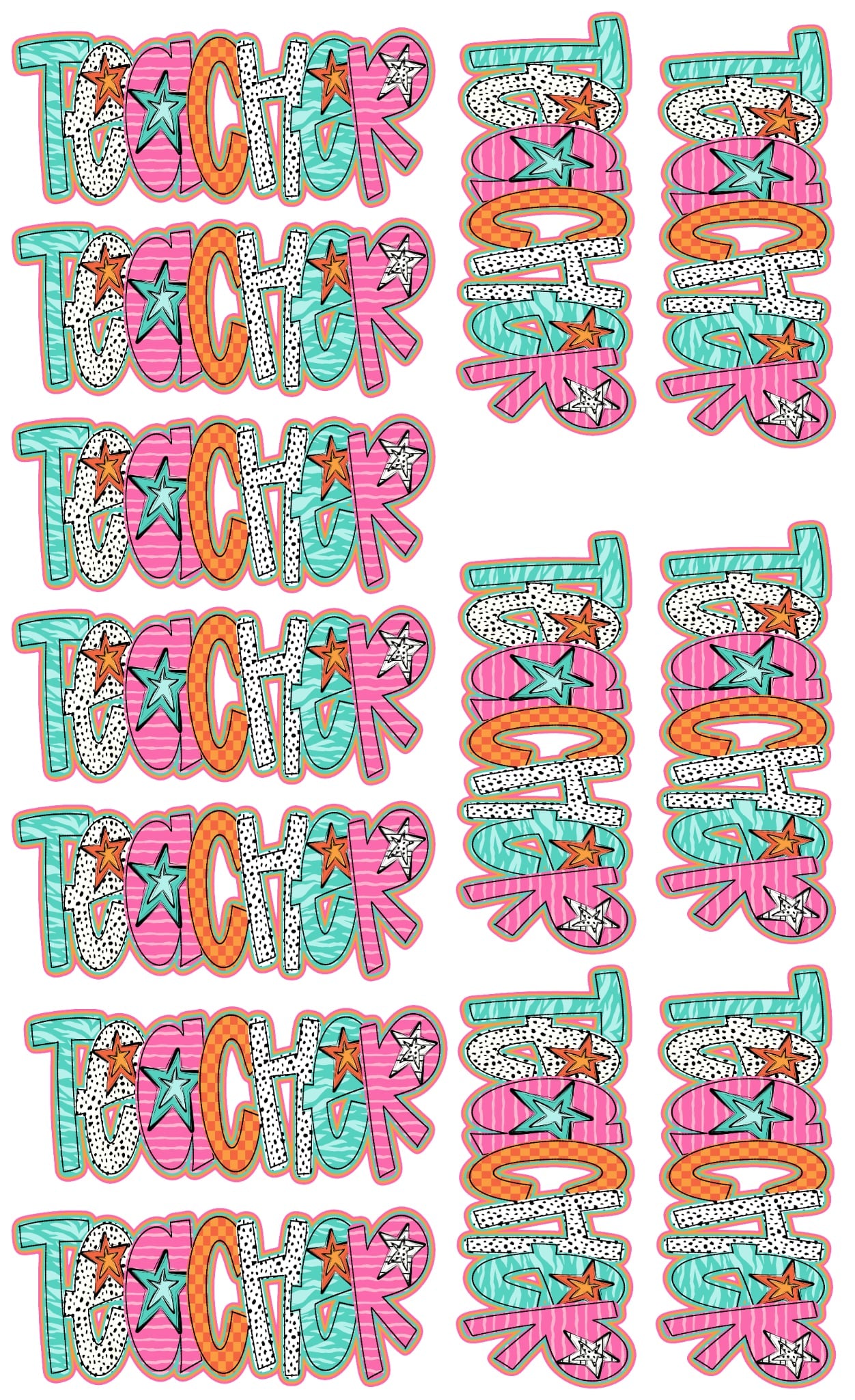 Teacher star 36 inch gang sheet