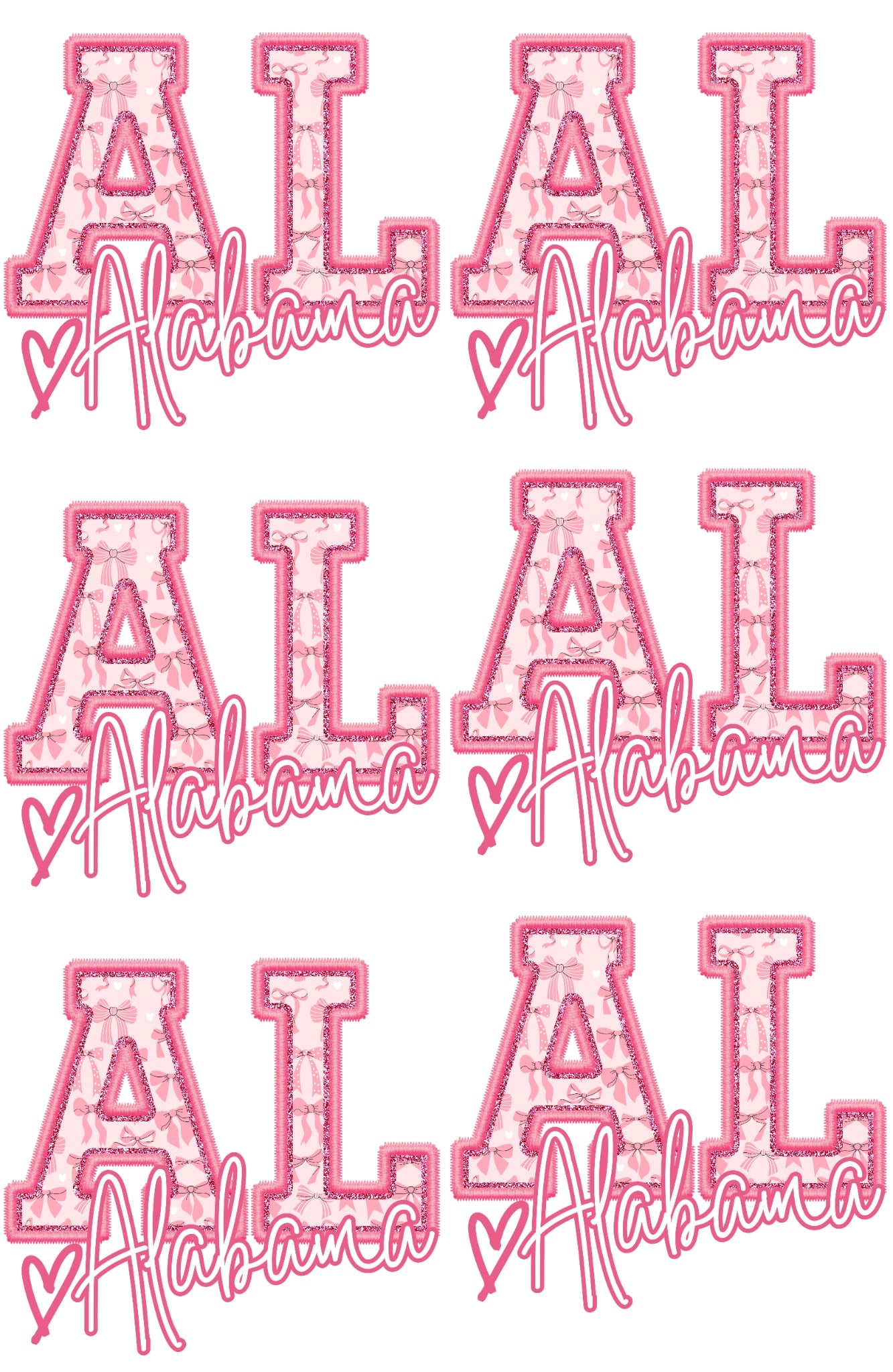 Alabama pink coquettes 36 inch gang sheet