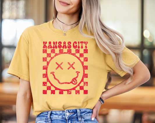 Kansas City Smile Grunge Retro Red