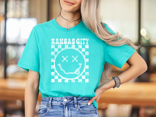 Kansas City Smile Grunge Retro White