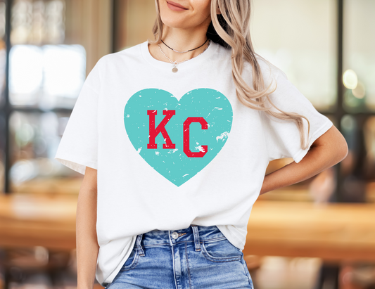 KC Heart teal and red
