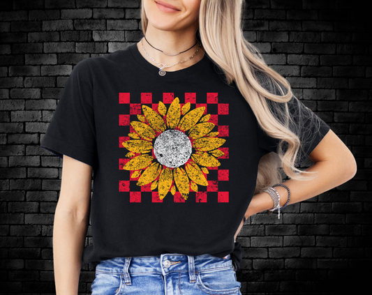 Retro Sunflower Red and Gold