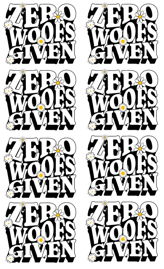 Zero woofs given 36 inch gang sheet