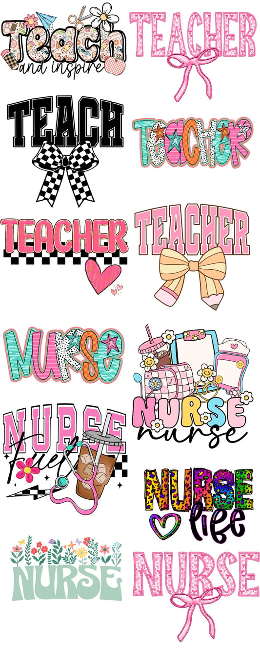 Teacher/ Nurse 60 inch premade gangsheet