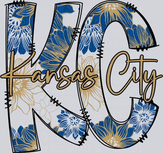 KC Blue Gold Flowers