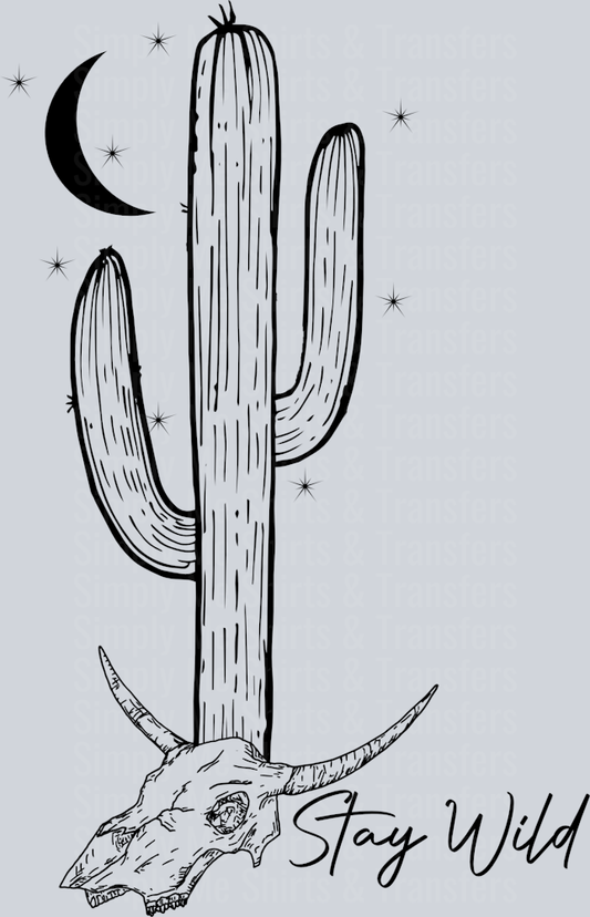 stay wild cactus skull