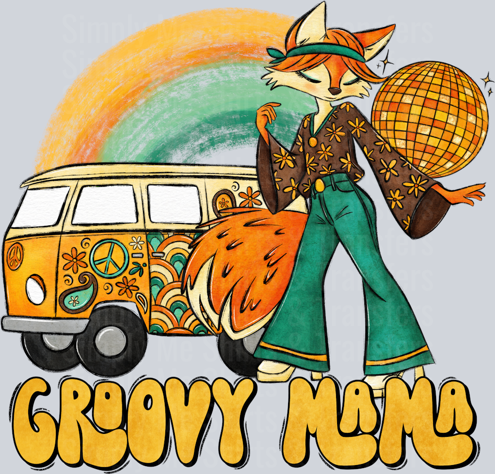 Groovy mama yellow lettering