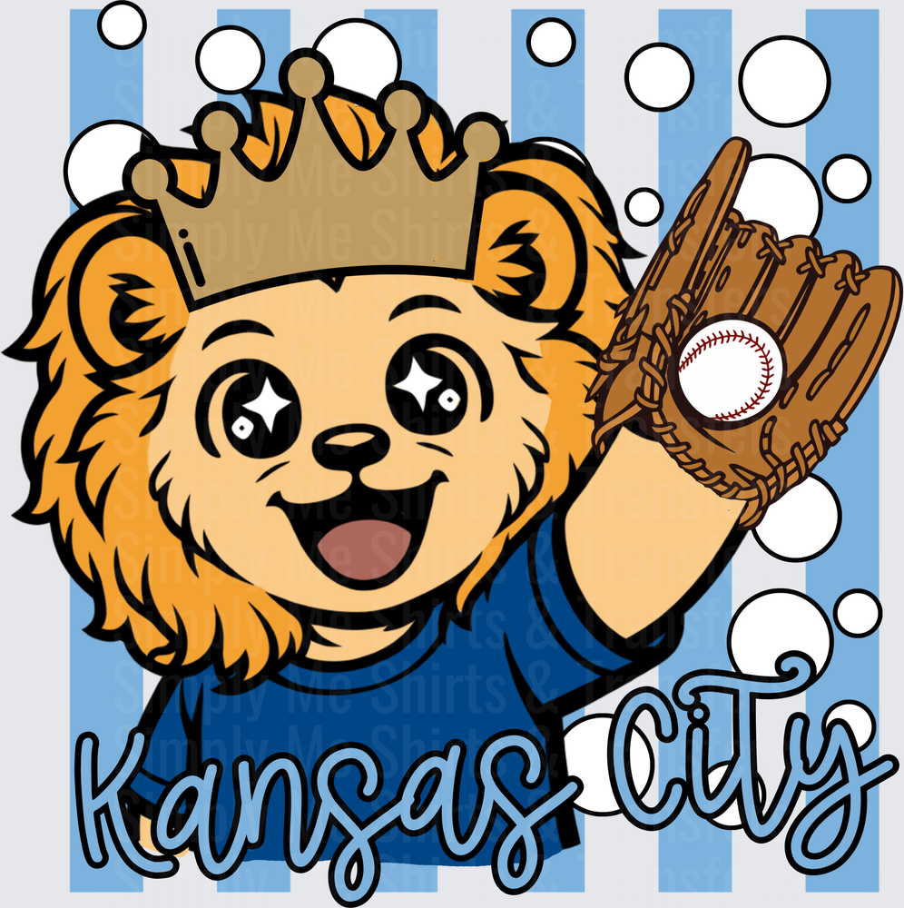 Kansas City Royals Mascot Sluggerrr with Baseball Glove and Crown