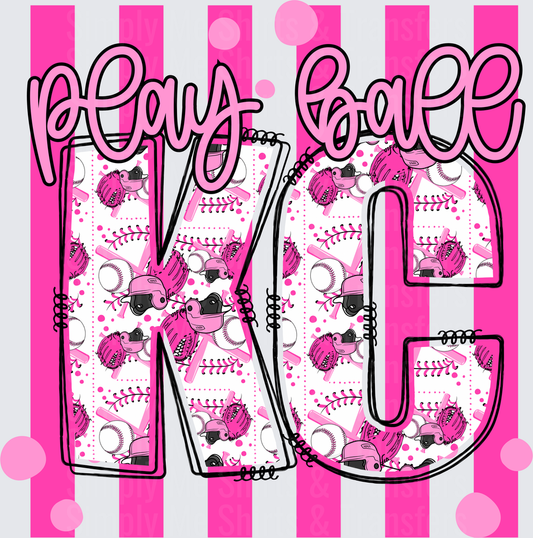 Play Ball MOM Pink Baseball Theme with Helmets and Gloves