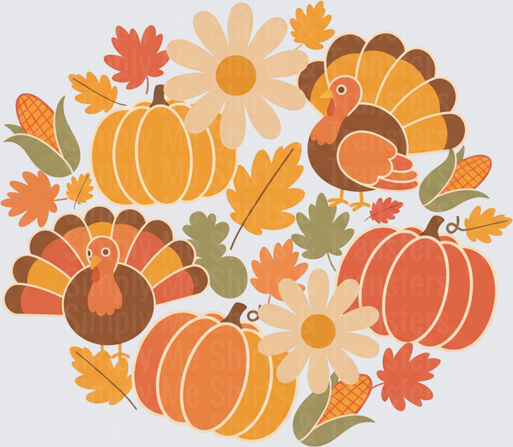 Fall turkey pumpkin clipart retro