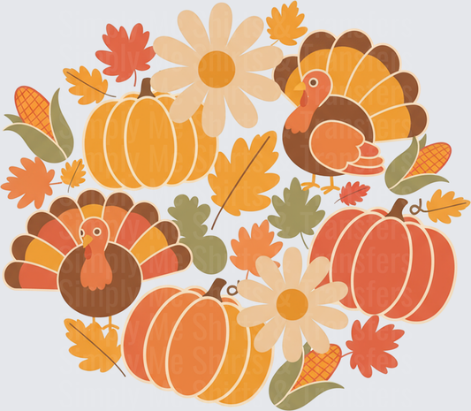Fall turkey pumpkin clipart retro