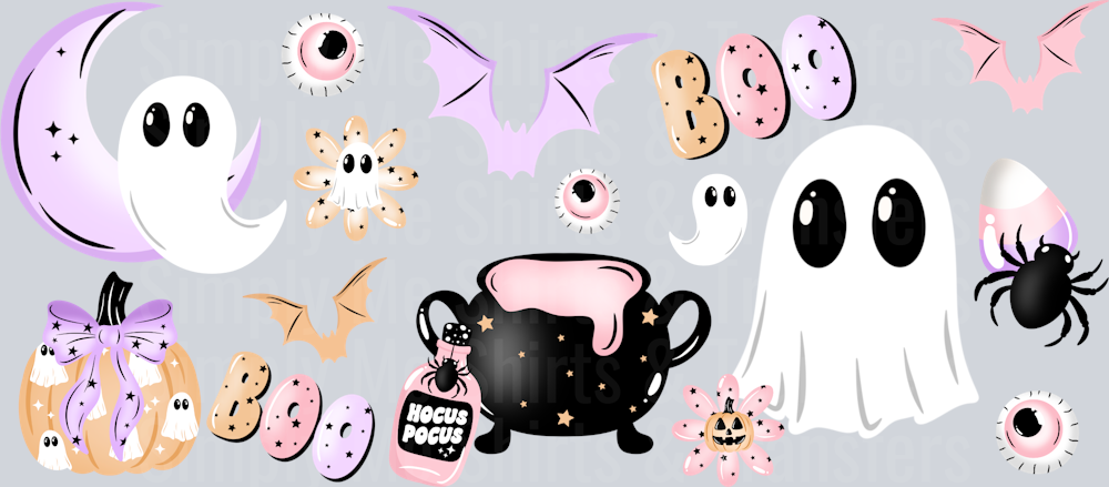 Pastel Halloween ghost 16oz glass can wrap