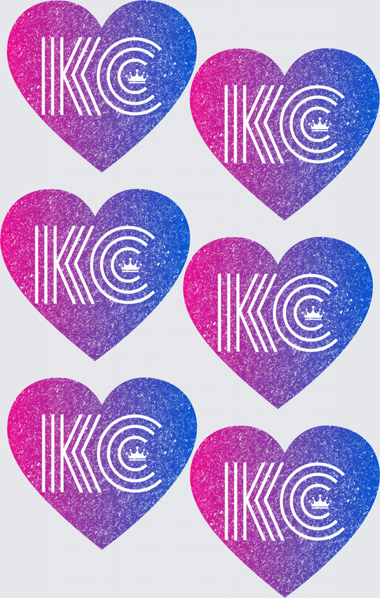 Kansas City Chiefs KC Logo Heart Gradient Glitter Pattern