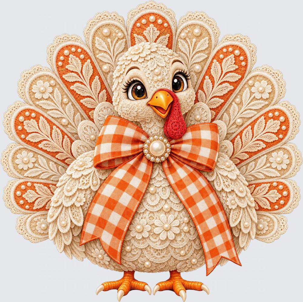 Orange and White Lace Turkey