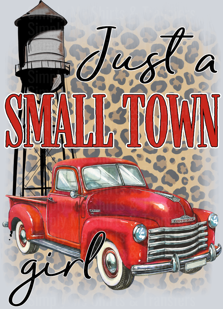 small town girl red truck- water tower