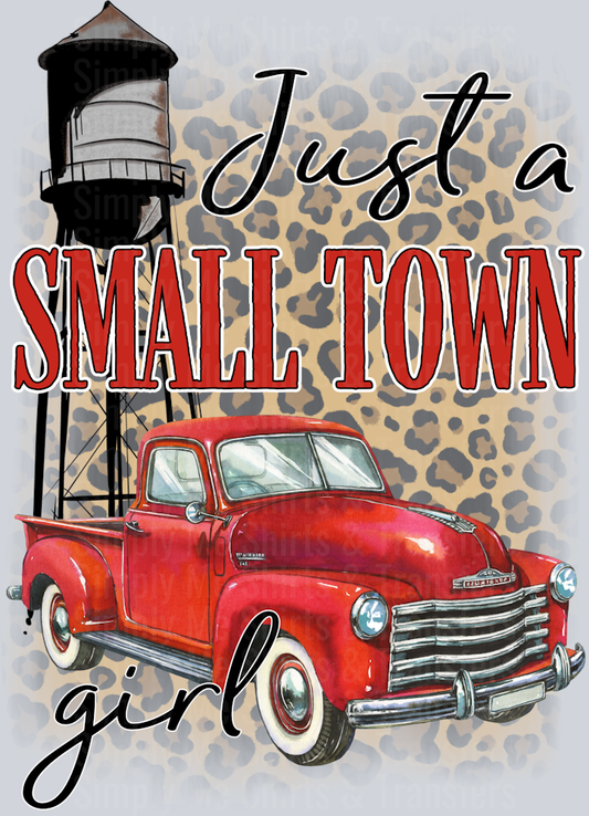 small town girl red truck- water tower