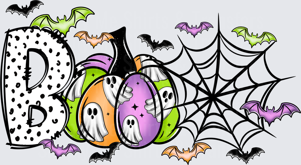 Boo bright bats and pumpkin