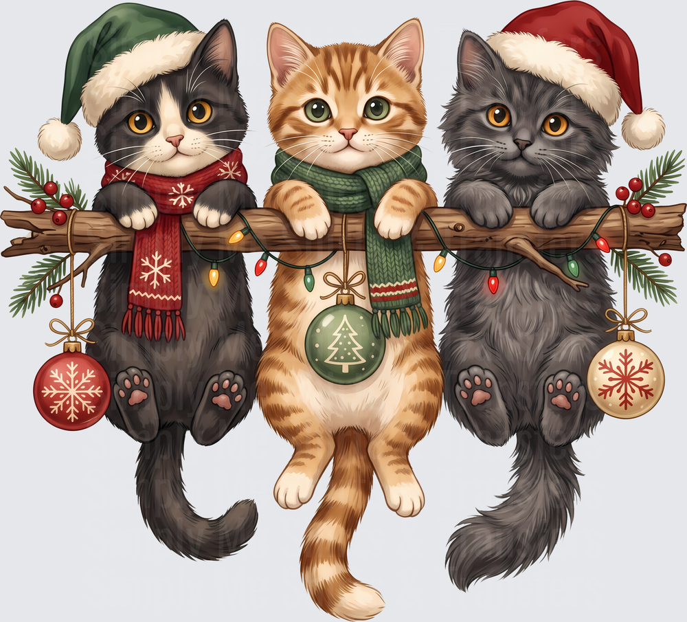 Christmas Cats with Ornaments