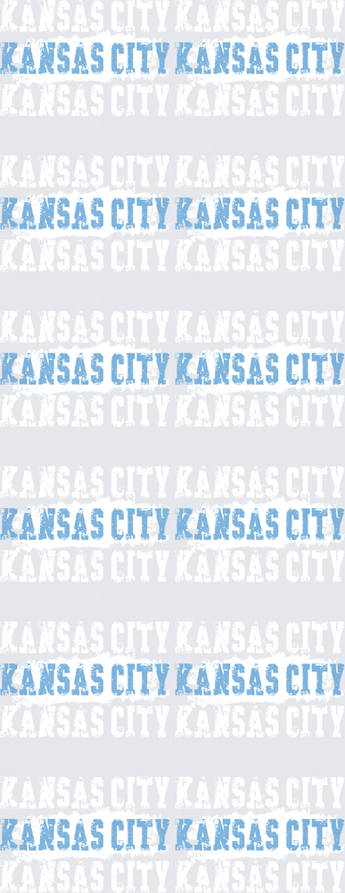 Kansas City Repeated Text Design in Light Blue