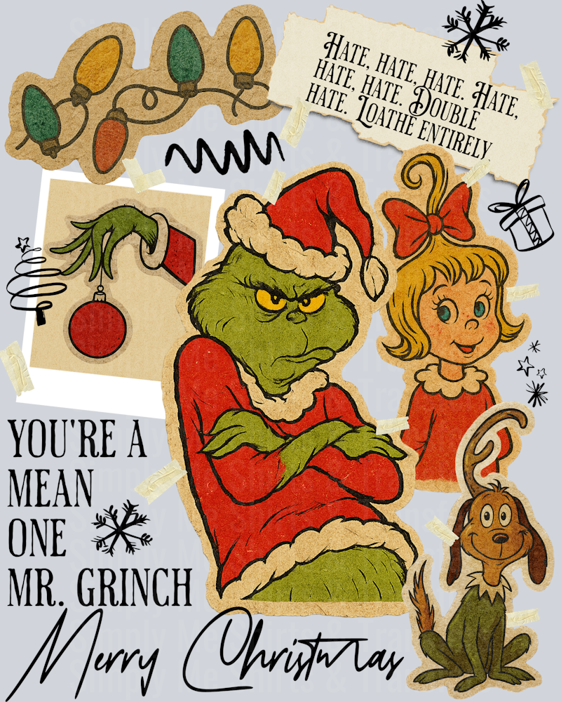 Vintage Christmas Movie Collage GRINCH HWDS