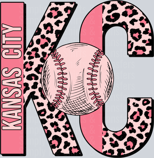 KC BASEBALL PINK LEOPARD